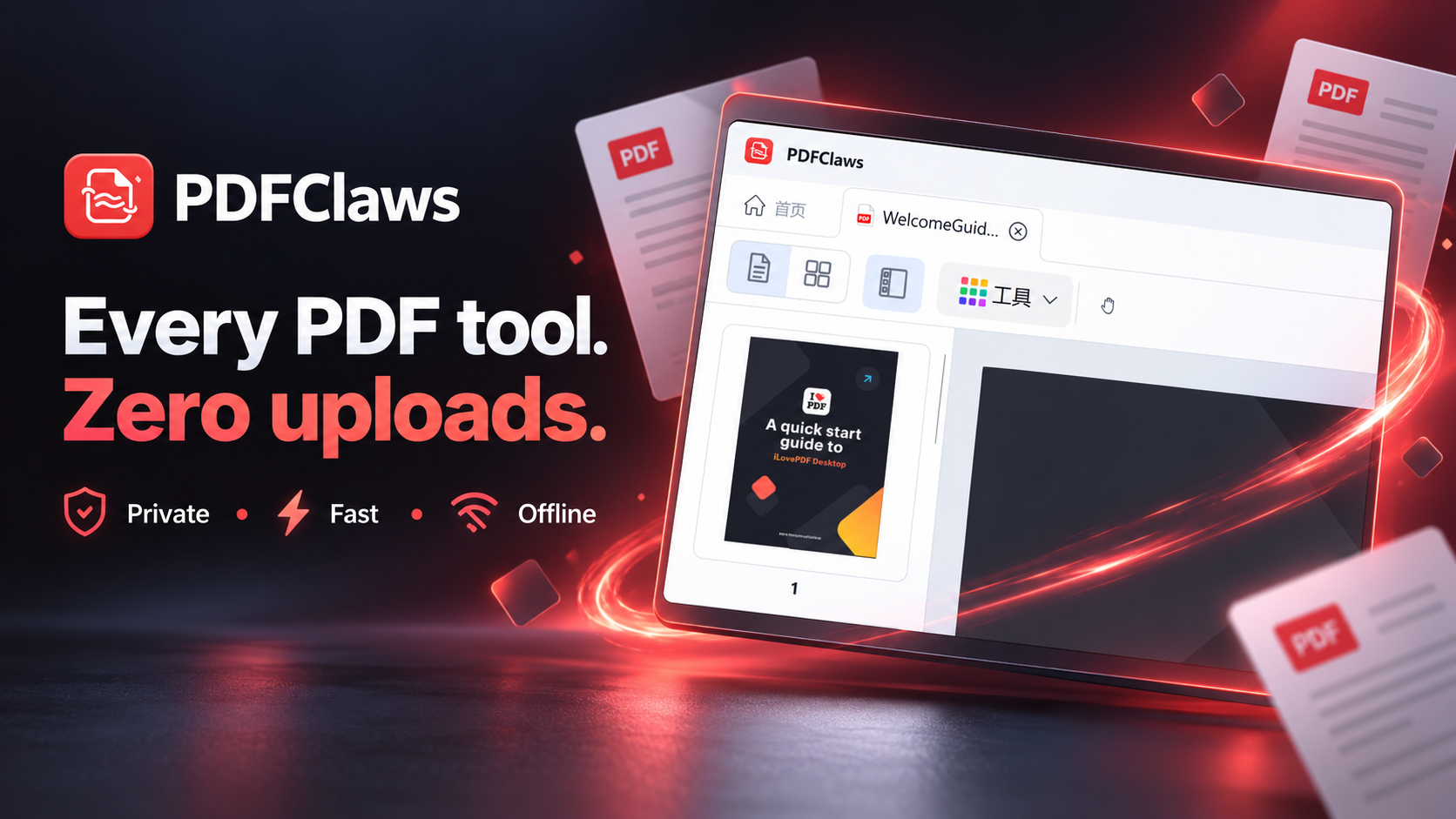 PDFClaws desktop PDF editor launch poster